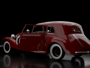 1930-50s Antique game-ready rigged drivable car with interiors Low-poly Modello 3D