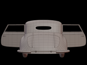1930-50s Antique game-ready rigged drivable car with interiors Low-poly Modello 3D