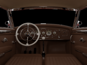 1930-50s Antique game-ready rigged drivable car with interiors Low-poly Modello 3D
