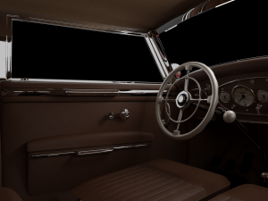 1930-50s Antique game-ready rigged drivable car with interiors Low-poly Modello 3D