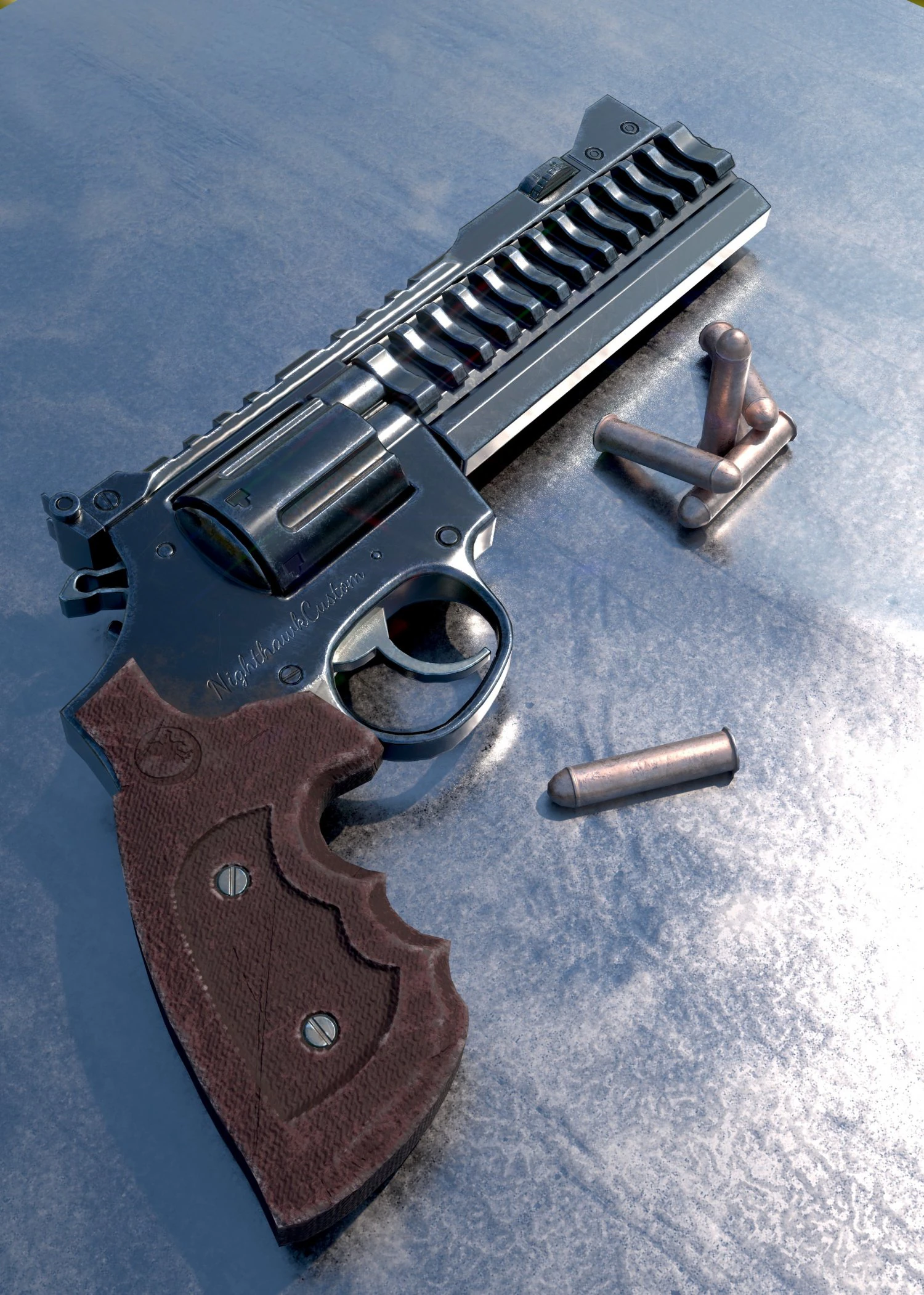 Nighthawk custom revolver 3D Model .c4d .max .obj .3ds .fbx .stl .blend