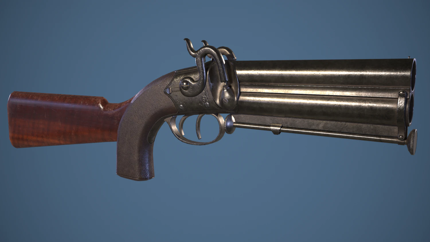 Howdah Hollis pistol 3D Model .c4d .max .obj .3ds .fbx .stl .blend