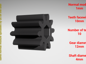 Cylindrical gear - paired - z10 m1 D12 d4 3D Print Models