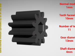 Cylindrical gear - paired - z11 m1 D13 d4 3D Print Models