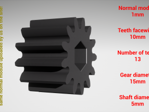 Cylindrical gear - paired - z13 m1 D15 d5 3D Print Models