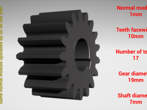 Cylindrical gear - paired - z17 m1 D19 d7 3Dプリントモデル