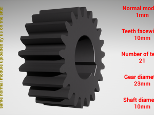 Cylindrical gear - paired - z21 m1 D23 d10 3Dプリントモデル