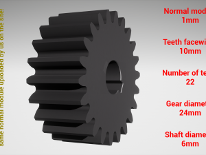 Cylindrical gear - paired - z22 m1 D24 d6 Model do druku 3D