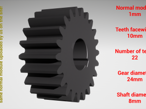 Cylindrical gear - paired - z22 m1 D24 d8 3D Принт Модель