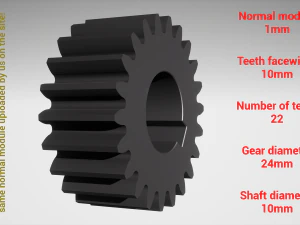 Cylindrical gear - paired - z22 m1 D24 d10 3D Print Model