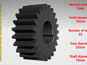 Cylindrical gear - paired - z23 m1 D25 d10 3D-printmodel