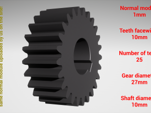 Cylindrical gear - paired - z25 m1 D27 d10 3D Принт Модель