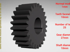 Cylindrical gear - paired - z25 m1 D27 d10 3D Print Model