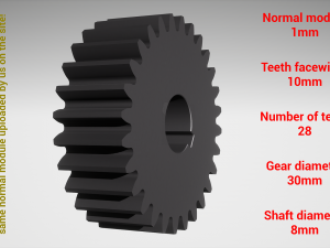 Cylindrical gear - paired - z28 m1 D30 d8 Modelo de Impressão 3D