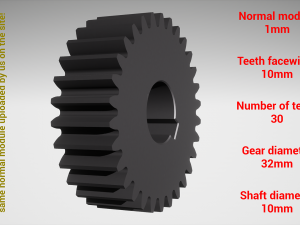 Cylindrical gear - paired - z30 m1 D32 d10 3D 打印模型
