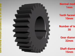 Cylindrical gear - paired - z30 m1 D32 d15 3D Baskı Modeli