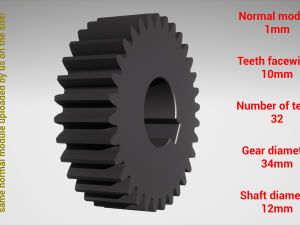 Cylindrical gear - paired - z32 m1 D34 d12 Modelo de impresión 3D