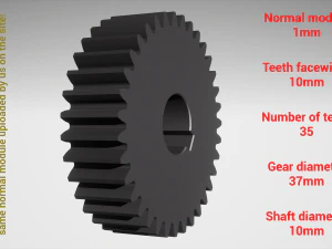 Цилиндрическая передача - спаренная - z35 m1 D37 d10 3D Принт Модель