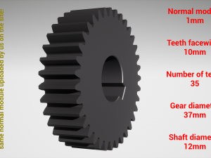 Cylindrical gear - paired - z35 m1 D37 d12 3D-Druckmodell