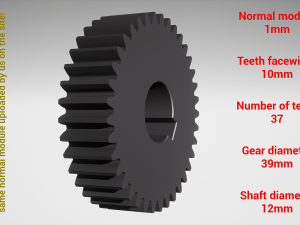 Cylindrical gear - paired - z37 m1 D39 d12 3D-printmodel