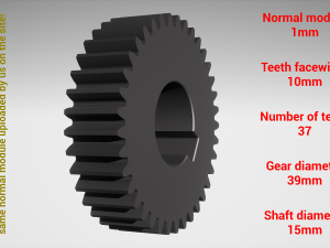 Cylindrical gear - paired - z37 m1 D39 d15 3D Print Model