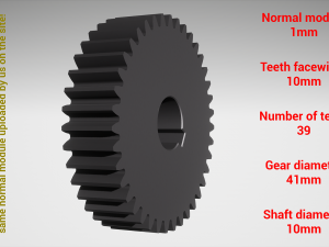 Cylindrical gear - paired - z39 m1 D41 d10 3D-printmodel
