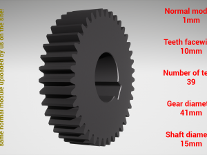 Cylindrical gear - paired - z39 m1 D41 d15 3D-printmodel