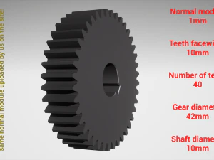 Cylindrical gear - paired - z40 m1 D42 d10 3D Print Model