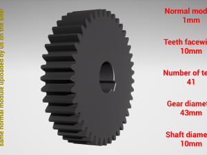 Cylindrical gear - paired - z41 m1 D43 d10 3D Принт Модель