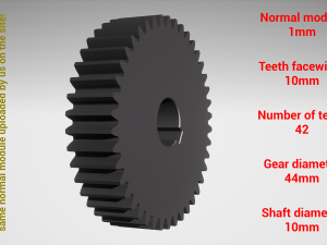Cylindrical gear - paired - z42 m1 D4 d10 3D Print Model