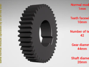 Cylindrical gear - paired - z42 m1 D44 d20 3D Print Model