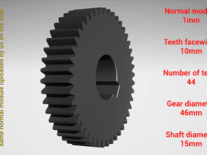 Cylindrical gear - paired - z44 m1 D46 d15 3D Print Model