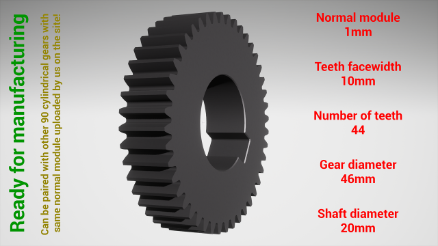 Cylindrical gear - paired - z44 m1 D46 d20 3D Принт Модель .c4d .max .obj .3ds .fbx .stl .blend 