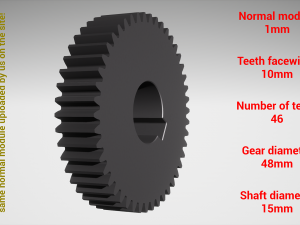 Cylindrical gear - paired - z46 m1 D48 d15 Modelo de impresión 3D