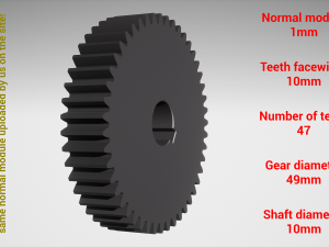 Cylindrical gear - paired - z47 m1 D49 d10 3Dプリントモデル