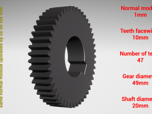 Cylindrical gear - paired - z47 m1 D49 d20 3D Baskı Modeli
