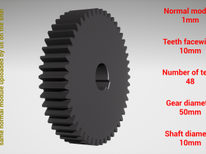 Cylindrical gear - paired - z48 m1 D50 d10 3D Print Models
