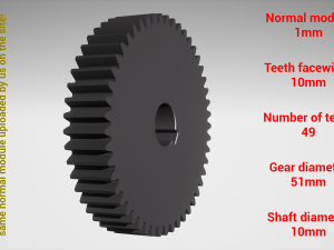 Cylindrical gear - paired - z49 m1 D51 d10 3D 打印模型
