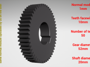 Cylindrical gear - paired - z50 m1 D52 d20 3D Print Model