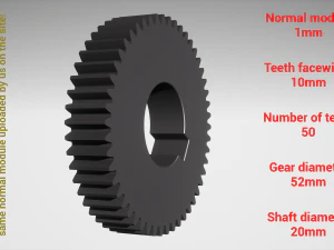 円筒歯車 - ペア - z50 m1 D52 d20 3Dプリントモデル
