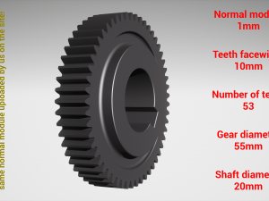 Cylindrical gear - paired - z53 m1 D55 d20 3D 打印模型