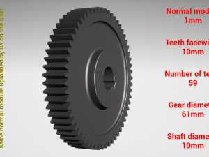 Cylindrical gear - paired - z59 m1 D61 d10 3D 打印模型