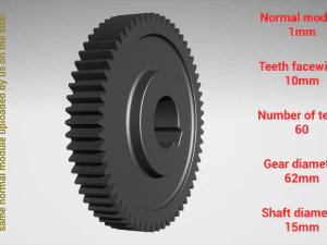 Engranaje cil&iacute;ndrico - emparejado - z60 m1 D62 d15 Modelo de impresión 3D
