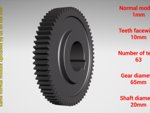 Cylindrical gear - paired - z63 m1 D65 d20 3D प्रिंट मॉडल