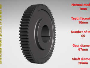 Cylindrical gear - paired - z65 m1 D67 d20 Modelo de Impressão 3D