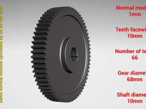 Cylindrical gear - paired - z66 m1 D68 d10 3D-printmodel