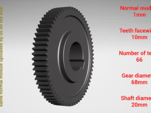 Cylindrical gear - paired - z66 m1 D68 d20 3D Print Model