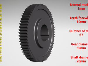 Cylindrical gear - paired - z67 m1 D69 d20 Modelo de impresión 3D