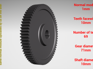 Cylindrical gear - paired - z69 m1 D71 d10 3D 打印模型
