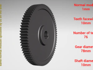 Silindirik dişli - eşleştirilmiş - z76 m1 D78 d10 3D Baskı Modeli